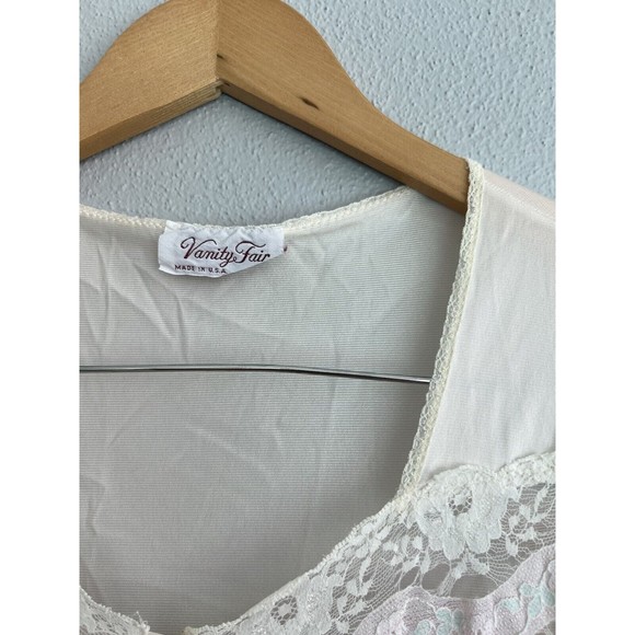 VTG Vanity Fair Pink White Nightgown Dress Pajama Dress Lace XL Pocket - Picture 3 of 15